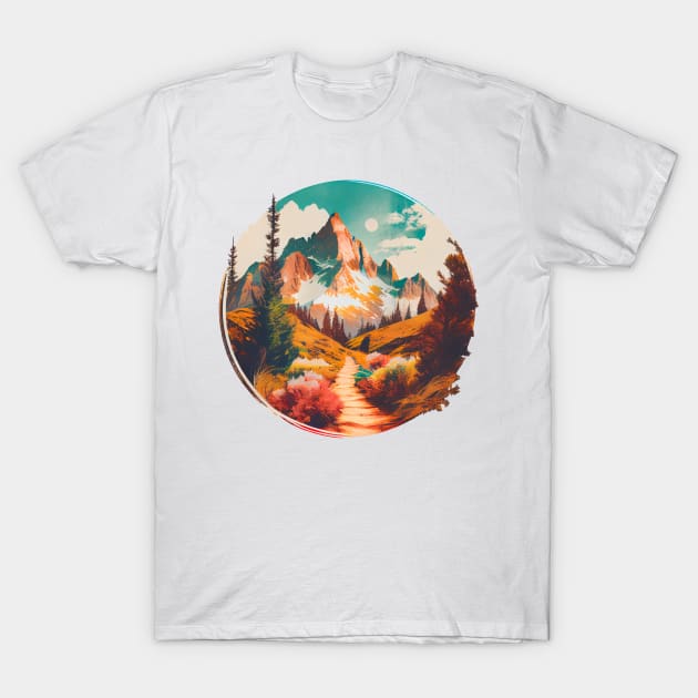Hiking Trail into High Alpin Mountain T-Shirt by Vooble